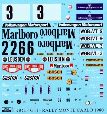 Reji Model 267 VW Golf GTI Rally Monte Carlo 1980 &amp; PE set 1/24