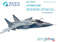 Quinta studio QD72015 MiG-31DZ (for Trumpeter kit) 3D декаль интерьера кабины 1/72