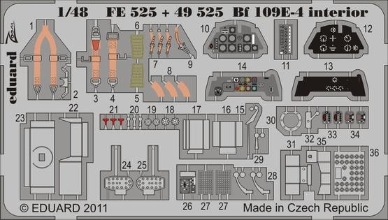 Eduard FE525 Bf 109E-4 interior S.A. 1/48