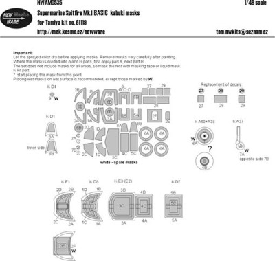 New Ware NWA-M0535 1/48 Mask S.Spitfire Mk.I BASIC (TAM 61119)