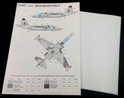 Foxbot Decals FM48021 Masks for Sukhoi Su-25 'Blue 19', Ukranian Air Forces, Light Pixel camouflage OEZ, KP, Revell kits 1/48