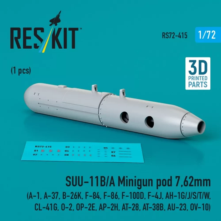 Reskit 72415 SUU-11B/A Minigun pod 7,62mm (1 pc.) 1/72