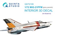 Quinta Studio QD72109 МиГ-21ПФМ с серыми панелями (Eduard) 3D Декаль интерьера кабины 1/72