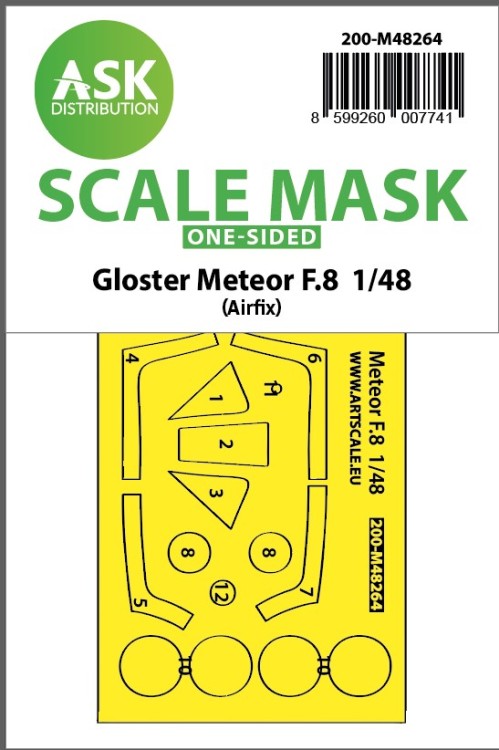Art Scale 200-M48264 Gloster Meteor F.8 canopy frame paint mask (outside only) 1/48