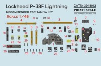Print Scale 3D48013 Instrumental panel Lockheed P-38 Lightning (designed to be used with Tamiya kits) 1/48