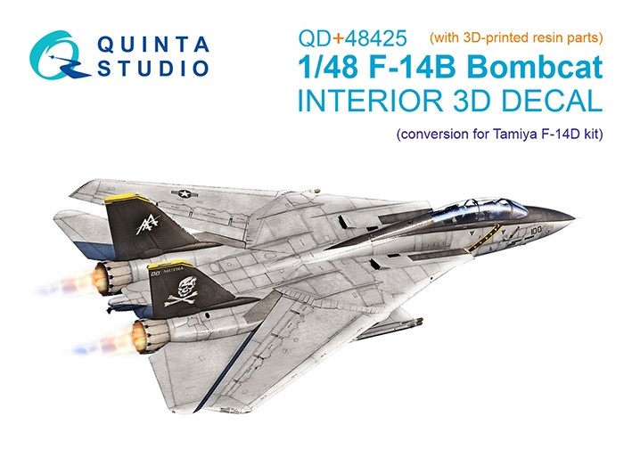 Quinta Studio QD+48425 F-14B (конверсия для F-14D Tamiya) (с 3D-печатными деталями) 3D Декаль интерьера кабины 1/48