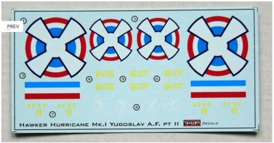 Kora Model DEC4880 Hurricane Mk.I (Yugoslavian AF,Pt.II.) декали 1/48
