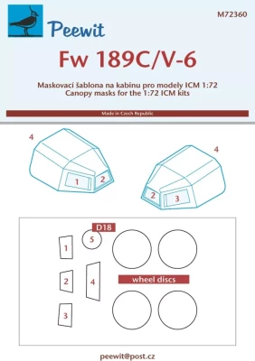 Peewit M72360 Canopy mask Fw-189C/V-6 (ICM) 1/72