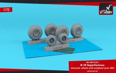 Armory ARAW72357 Boeing B-29 Superfortress mid production wheels with weighted tyres 1/72