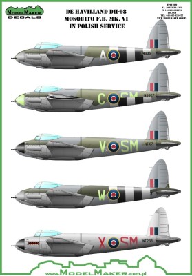 Model Maker Decals D72099 de Havilland DH-98 Mosquito F.B. Mk.VI in Polish service 1/72