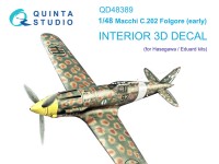 Quinta studio QD48389 Macchi C.202 Folgore ранний (Hasegawa/Eduard) 3D Декаль интерьера кабины 1/48