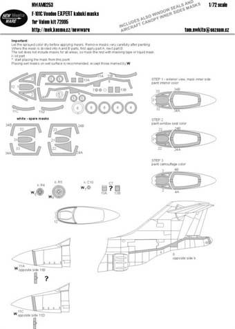 New Ware NWA-M0253 1/72 Mask F-101C Voodoo EXPERT (VALOM 72095)