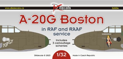 Dk Decals 32034 A-20G Boston in RAF &amp; RAAF service (3x camo) 1/32
