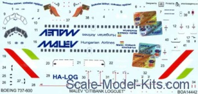 BOA Decals 14442 Boeing 737-600 Malev Citibank (SKYL) 1/144