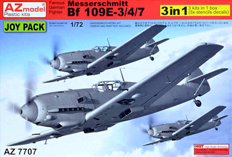 Az Model 77007 Bf 109E-3/4/7 JOY PACK (3-in-1, w/ stencils) 1/72