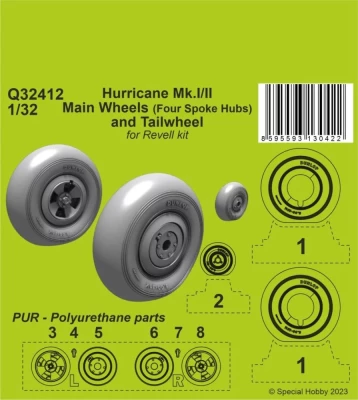 CMK Q32412 Hurricane Mk.I/II Main Wheels(4-sp)&amp;Tailwheel 1/32