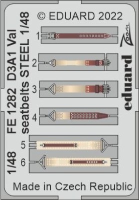 Eduard FE1282 D3A1 Val seatbelts STEEL (HAS) 1/48