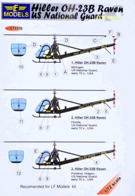 Lf Model C72270 Decals Hiller OH-23B Raven US National Guard 1/72