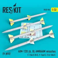 Reskit 32086 AIM-120 (A, B) AMRAAM missiles (4 pcs.) 1/32