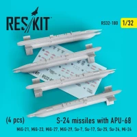 Reskit 32180 S-24 missiles with APU-68 (4 pcs.) 1/32