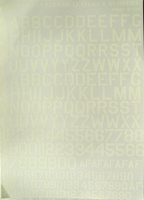 Print Scale 32-001 USAF modern stencil letters&numbers (WHITE) 1/32