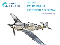 Quinta studio QD32191 Bf 109G-14 (Zoukei Mura SWS) 3D Декаль интерьера кабины 1/32